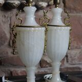 A pair of Neo Classical lacquered alabaster table lamps