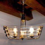 Lustre Venini tubulaire verre de Murano 1970, Italie