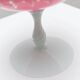 Vintage Empoli Glass Bowl in Pink Opaline with White Pedestal and Bead Trim - Murano-Style Mid-Century Italian Table Centerpiece