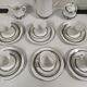 Coffee service for 6 people bavaria white and silver cup plate coffee maker milk pot sugar