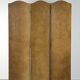 Antique English red leather hand-painted chinoiserie room divider/ screen