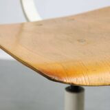 Vintage White & Wooden Swivel Office Chair, 70s