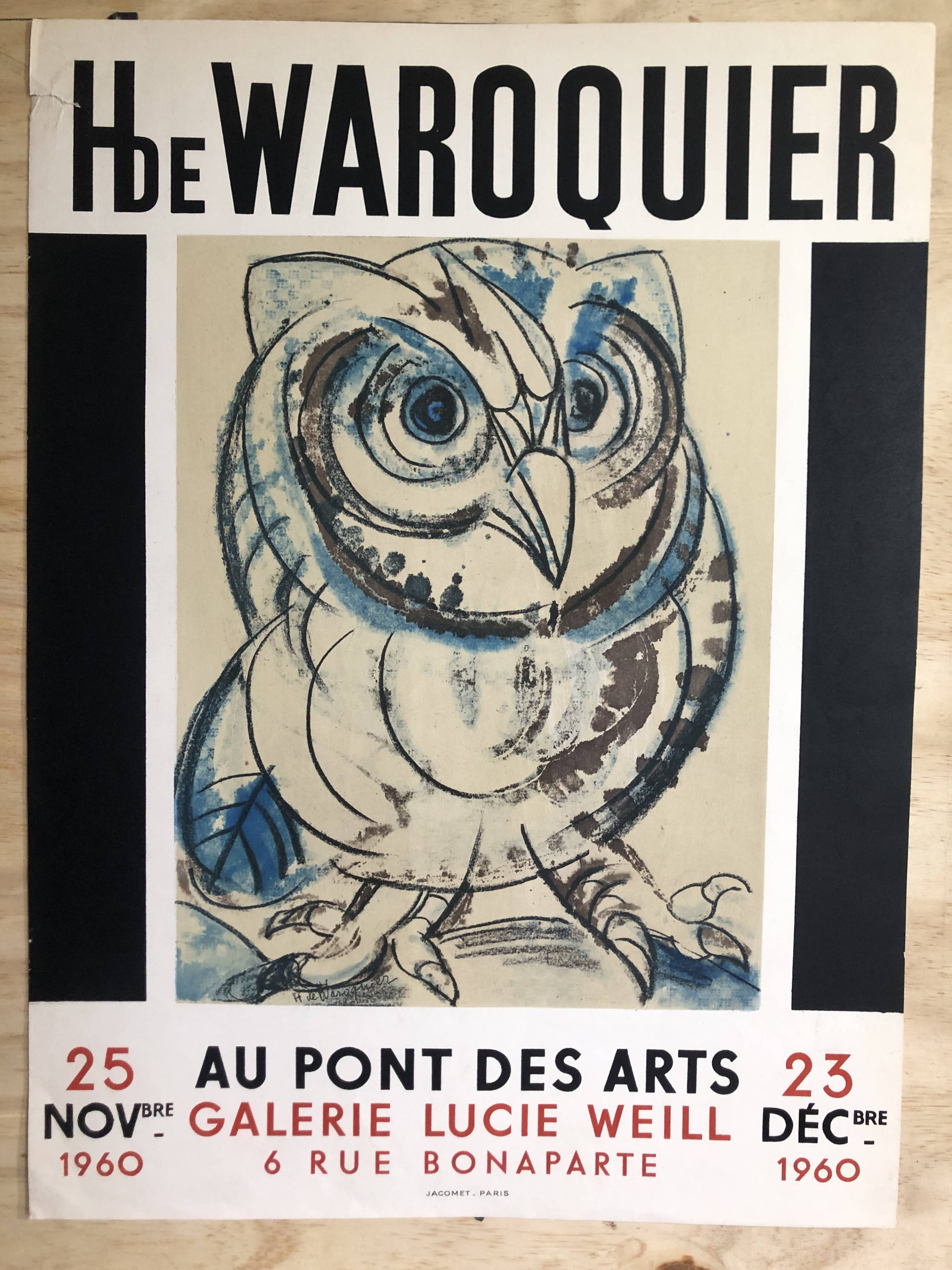 Affiche H de Waroquier Au pont des Arts Paris 1960