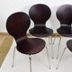 Set of 4 "ant" chairs, vintage, Diego model. Stackable, dark burgundy color.