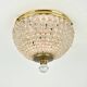 Vintage French brass and crystal flush mount antique