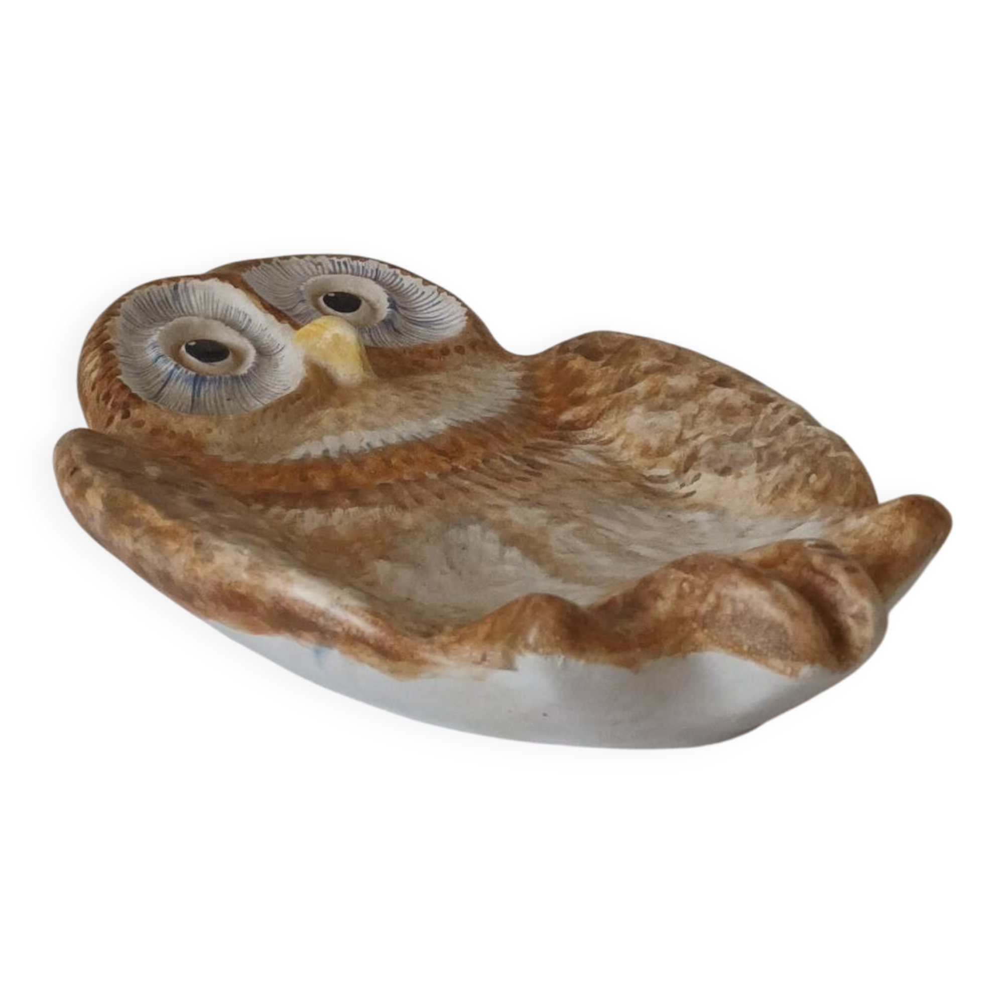 Vintage Vallauris ceramic owl trinket tray