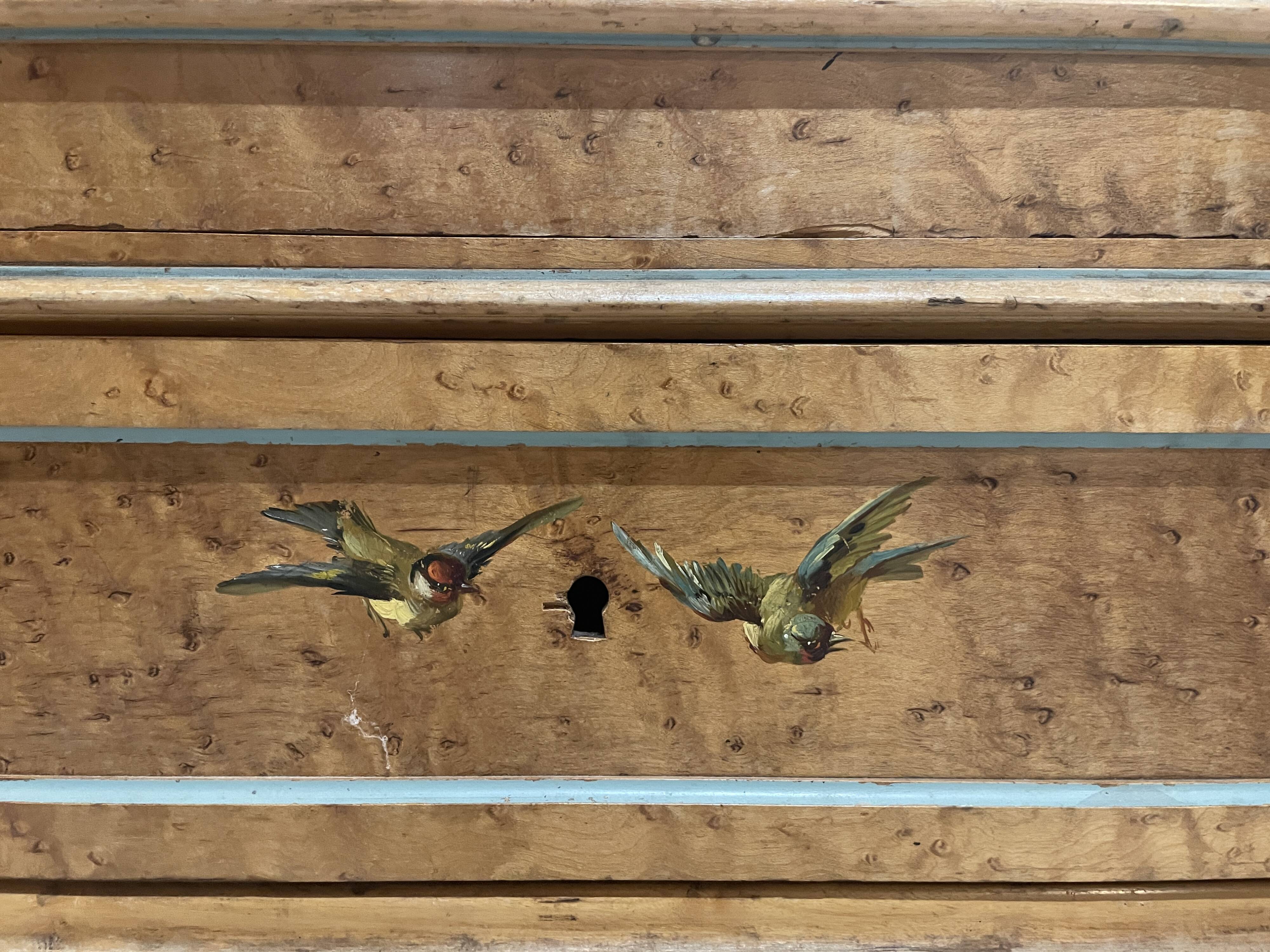 Mirror wardrobe from the late 19th century – painted bird's-eye maple