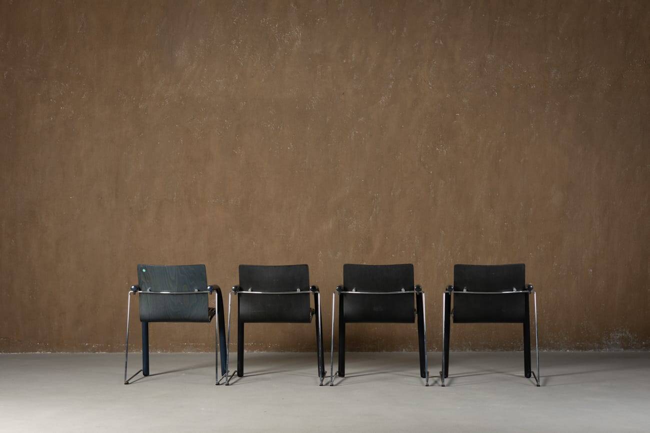 Vintage A 320 Armchair by Wulf Schneider & Ulrich Boehme for Thonet 1980’s in Myth Velvet (set of 4)
