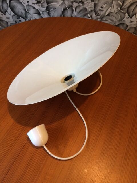 White vintage metal saucer hanging