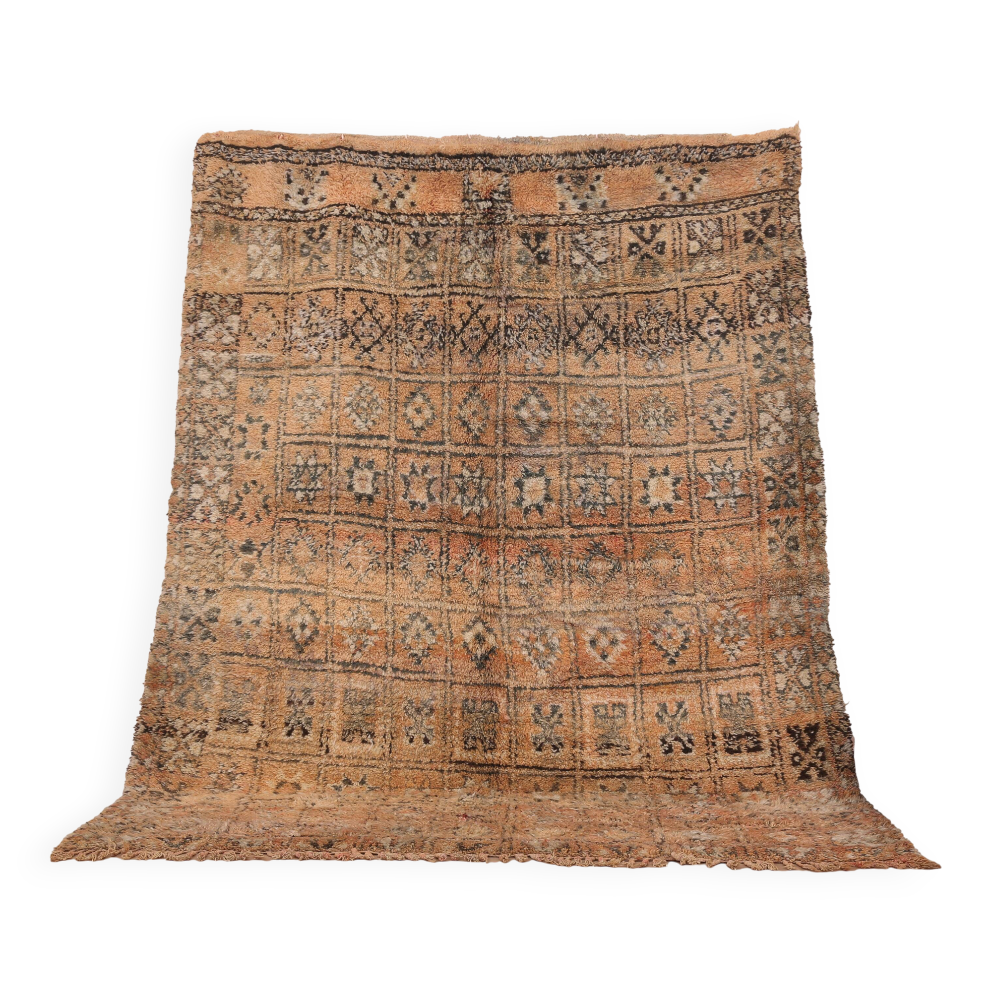 Peach Vintage Moroccan Rug 210 x 270 cm, Berber Wool Rug, Handmade Boho Rug
