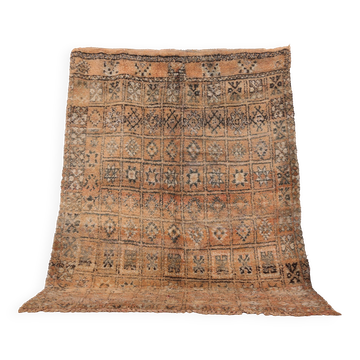 Peach Vintage Moroccan Rug 210 x 270 cm, Berber Wool Rug, Handmade Boho Rug