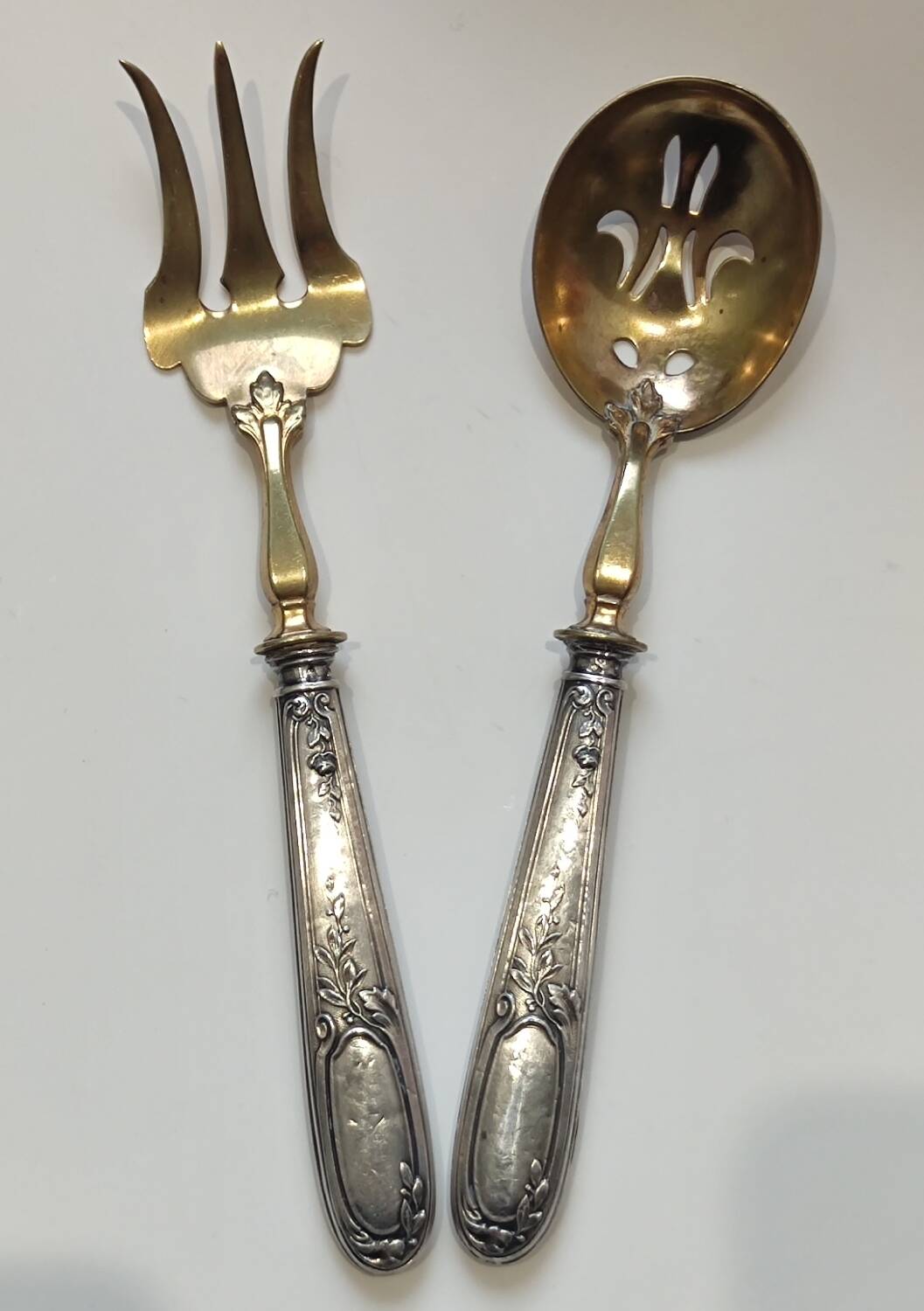 Old sweet dessert service 4 pieces silver embossed minerva hallmark