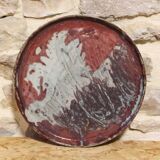 Large decorative plate in glazed stoneware, signed.