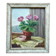 1940s French Cecile Haeni Hydrangea Still Life – Signed Vintage Oil on Pane