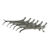 6 silver metal knife holders, pheasant shape