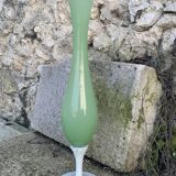 Vintage green and white opaline soliflore vase