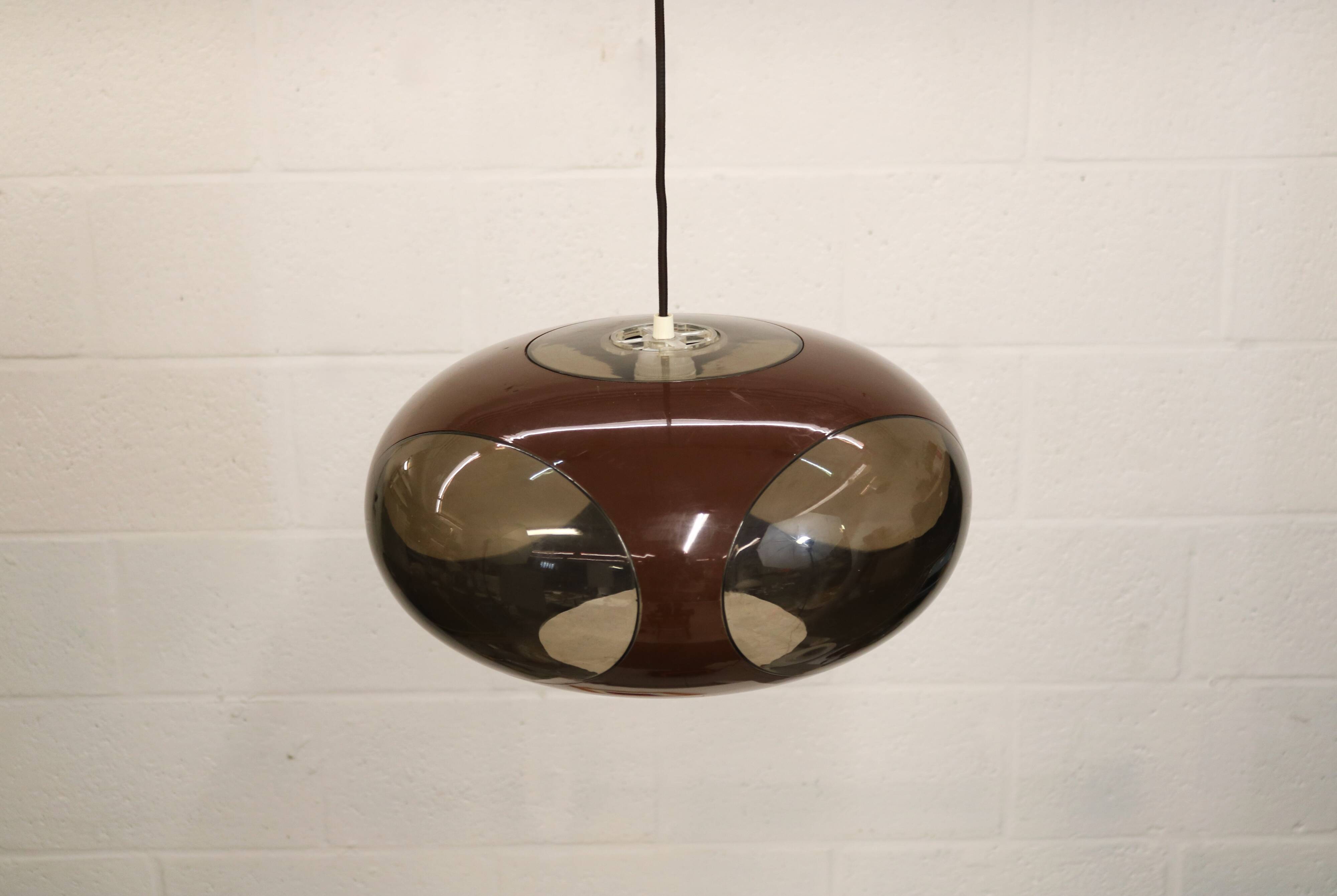 Space age bug eye ufo lamp *** Massive Belgium *** chocolat brown colour **