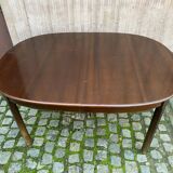 Extendable oval Scandinavian dining table in teak and mahogany, 1950s, 245cm