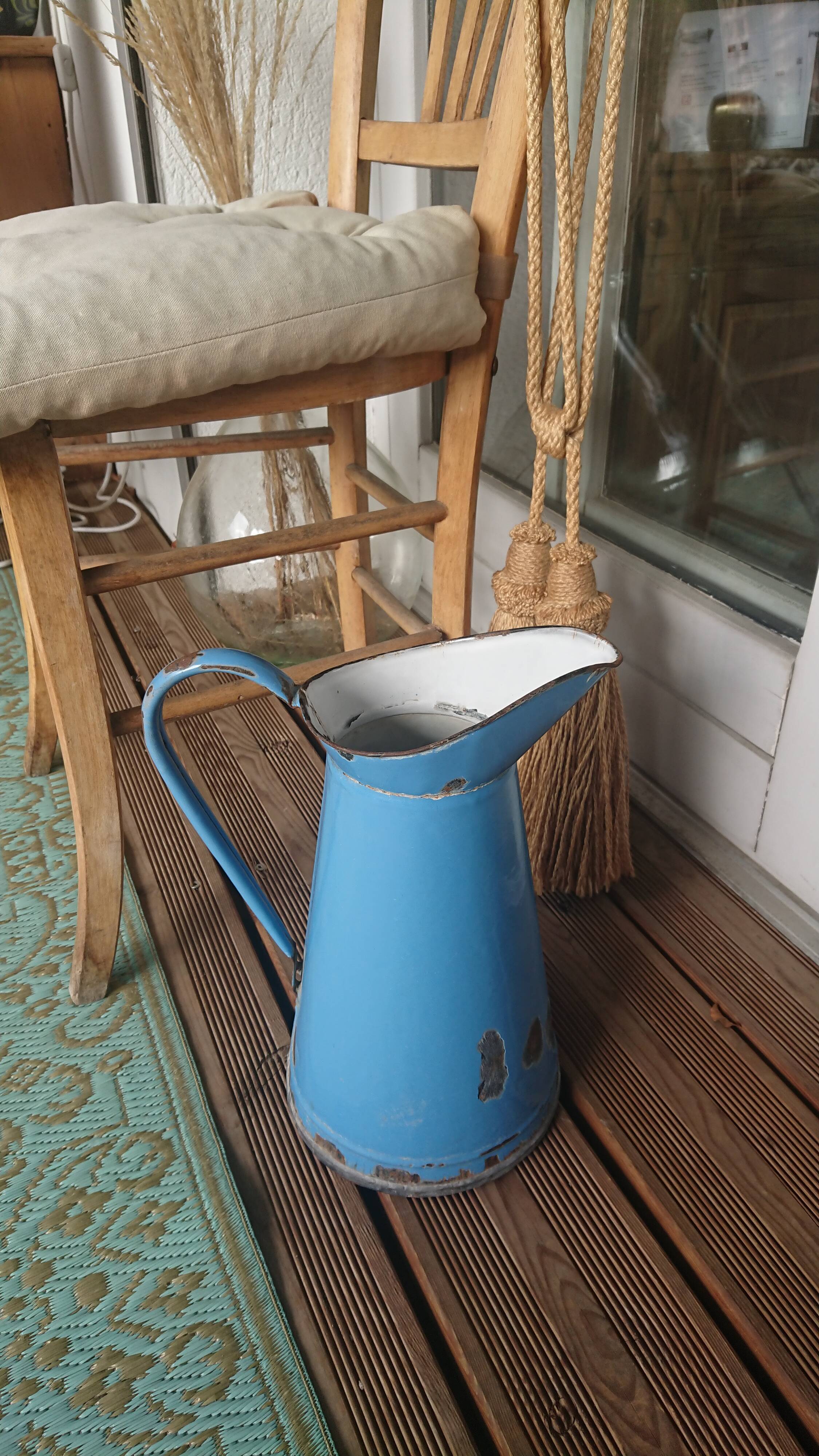 Blue enamelled sheet water broc