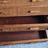 Vintage rattan chest of drawers circa 70s