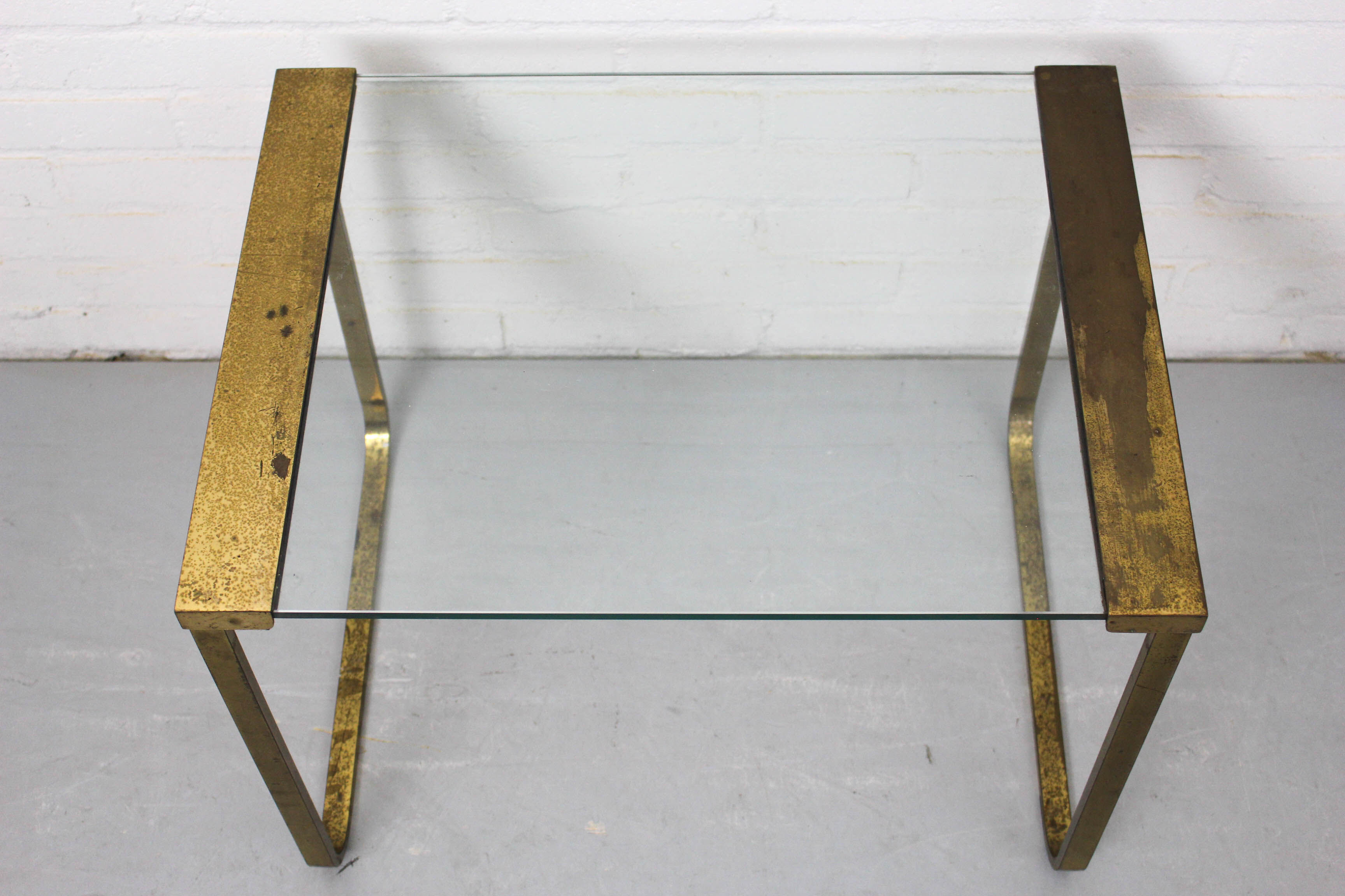 Mid Century Hollywood Regency Coffee Table brass and glass, Italy 1970s