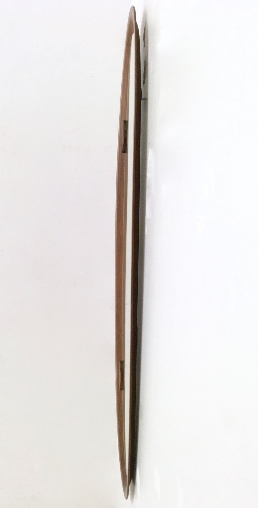 Vintage Postmodern Oval Wall Mirror with a Wooden Frame, Italy