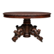Hunting style dining table with figures of four different animals.
