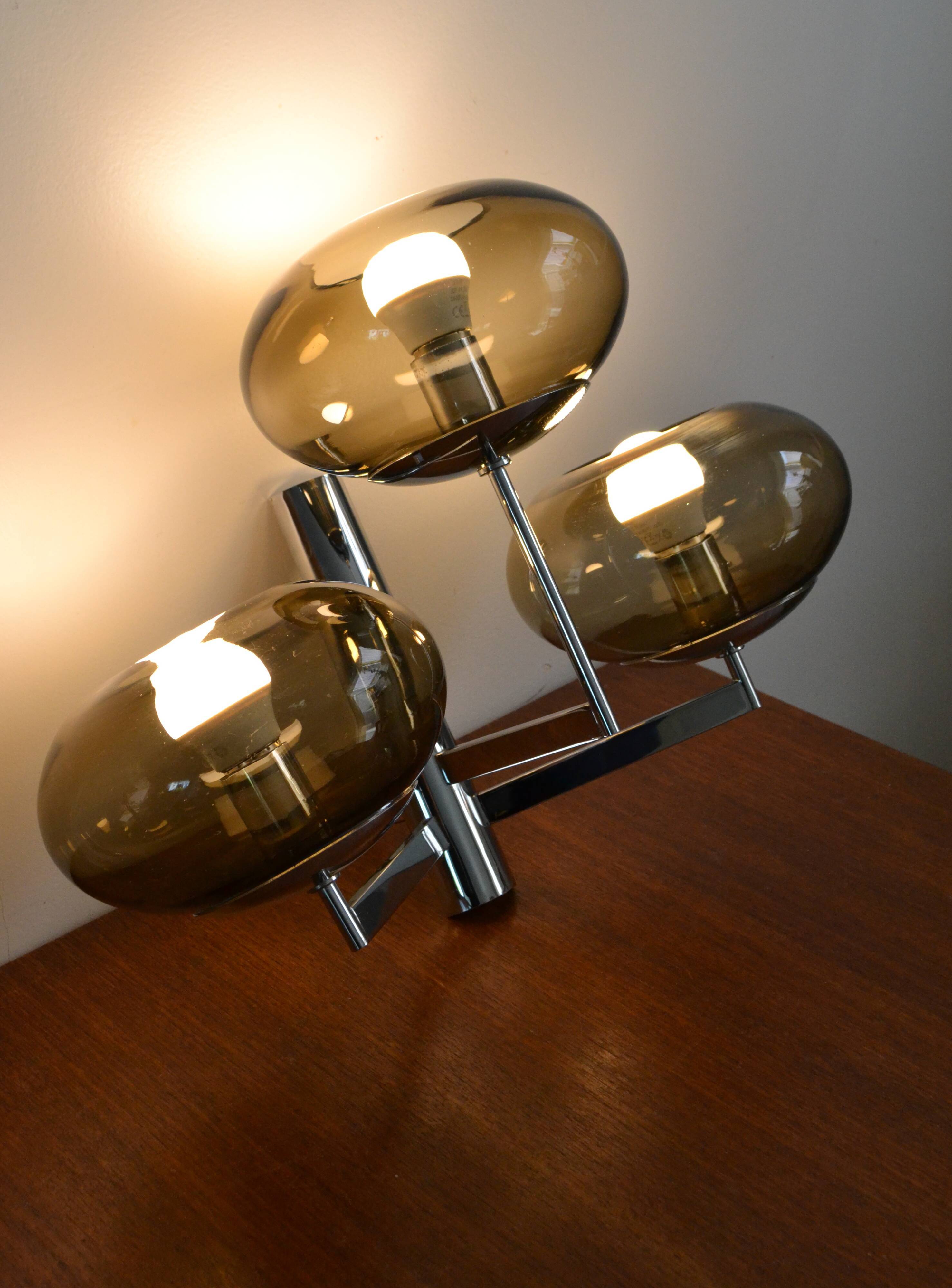 Wall lamp from Sciolari triple chrome and smoked glass