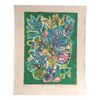Bouquet Michèle Van Hout Le Beau Lithographie N° 123/175 Signée
