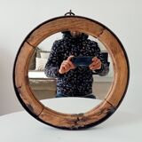 Miroir ancien brutaliste en fer forgé DLG Jean Touret