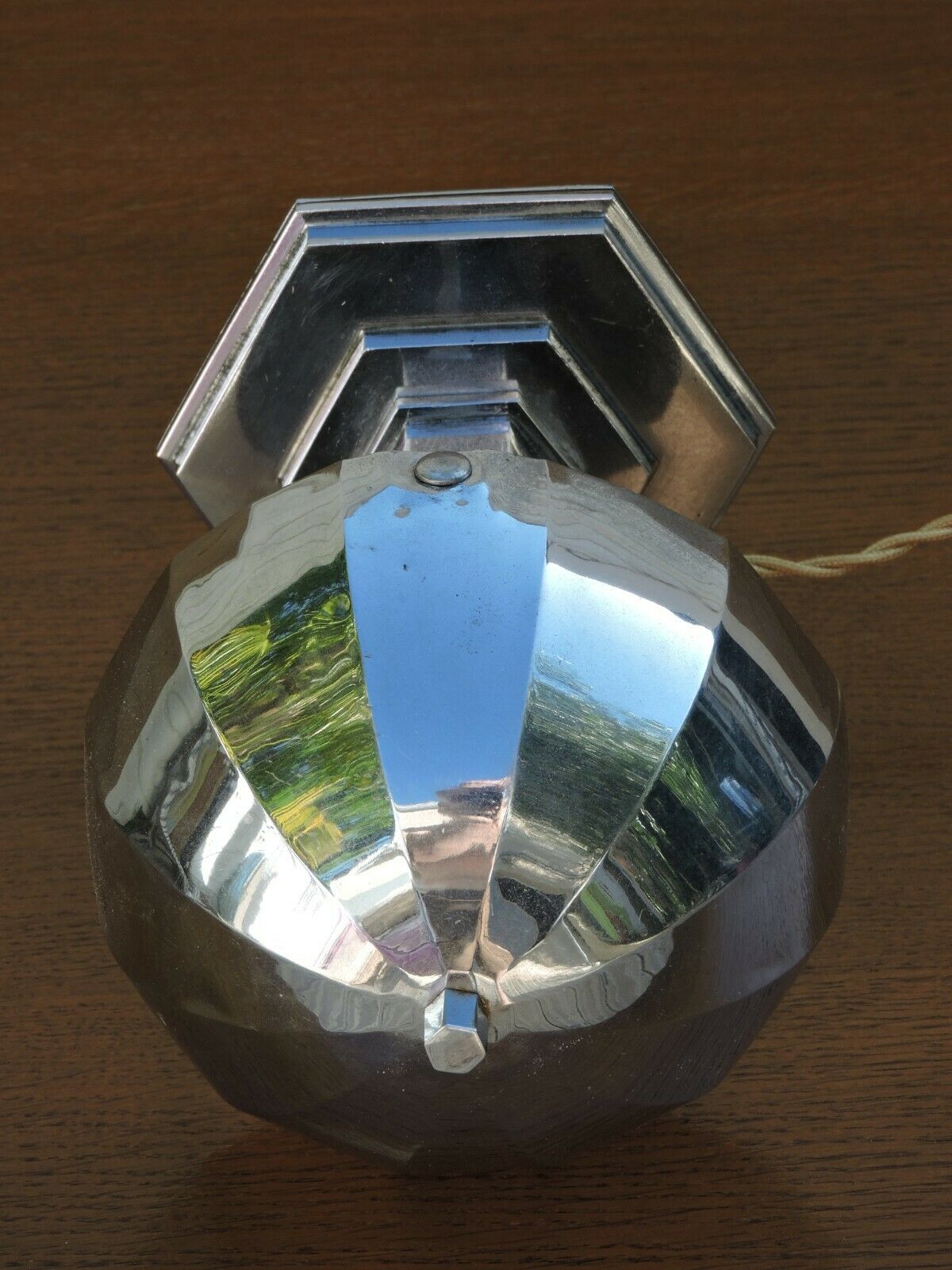 Modernist nickel-made art deco mushroom lamp Morand Paris