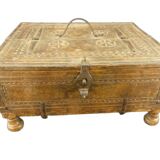 Old wedding chest in carved wood Nepal or India