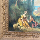 Oil painting on canvas – Pastoral scene – Boucher style – 19th century