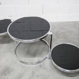 Coffee table with three smoked mirror tops, 1980