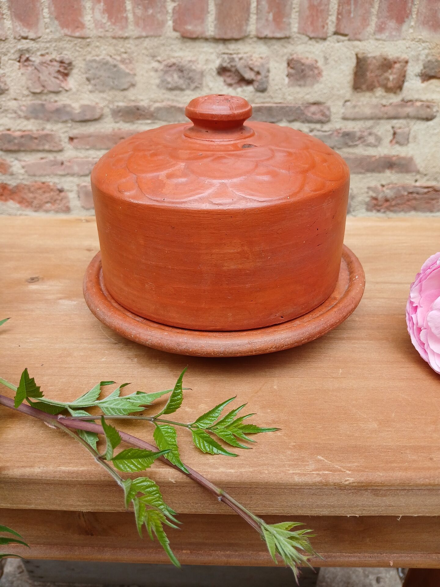 Antique earthenware butter dish