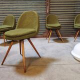 Suite of 4 chairs by Miroslav Navratil Wood resin and fabric Year 60