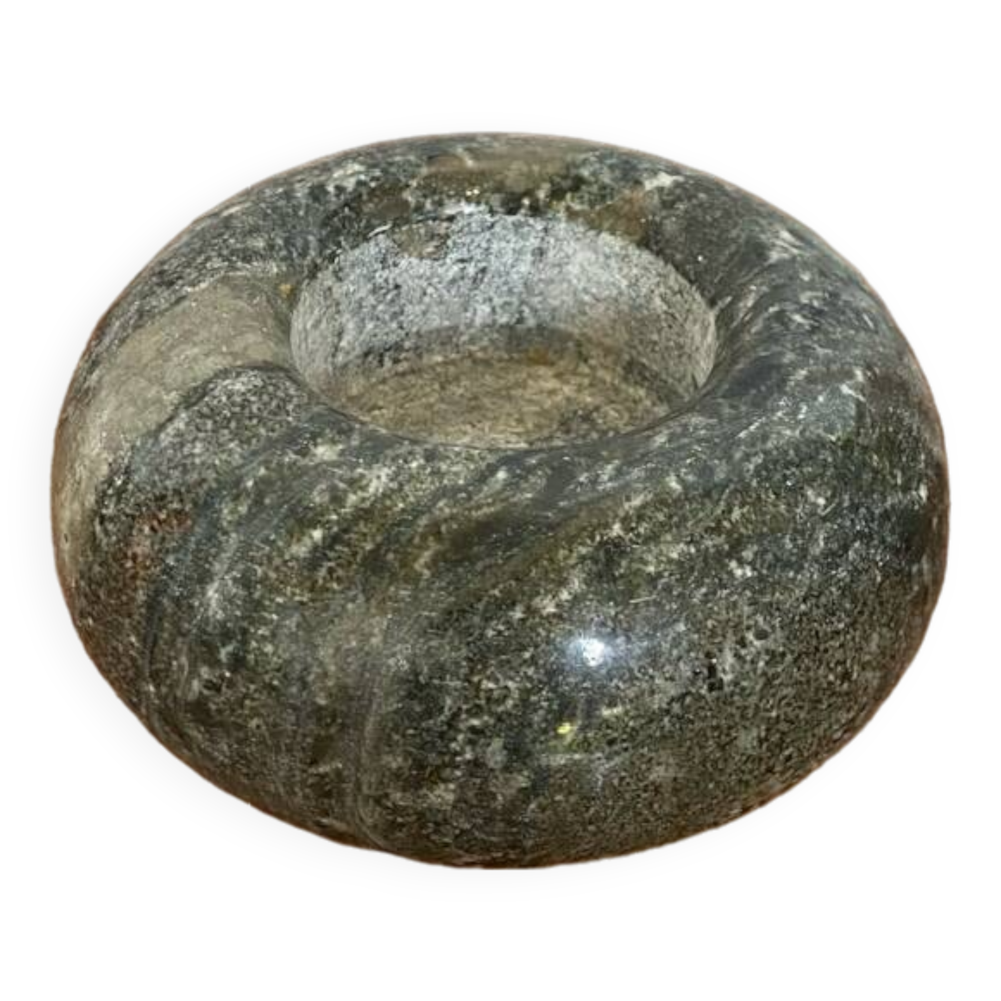 Antique Polished Marble Votive Candle Holder Round Circa 1980 Vintage