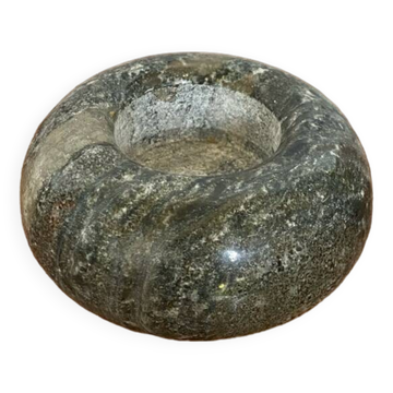 Antique Polished Marble Votive Candle Holder Round Circa 1980 Vintage