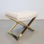 Vintage Regency Brass Cross Stool, Italy, 1970s