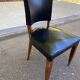Vintage Art Deco Chair / 1950s – Wood & Black Faux Leather