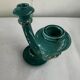 Art Deco candlestick in green and gold glazed ceramic, attributed to Vallauris