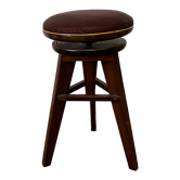 Wooden and skaï screw stool