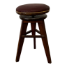 Wooden and skaï screw stool
