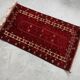 Vintage Afghan tribal prayer rug, hand-knotted from the 1950s.