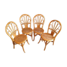 4 chaises rotin osier cannées vintage