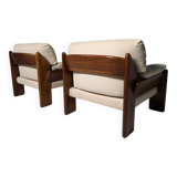 Mid-century walnut "Sapporo" armchairs by Mario Marenco for Mobil Girgi, 1970.