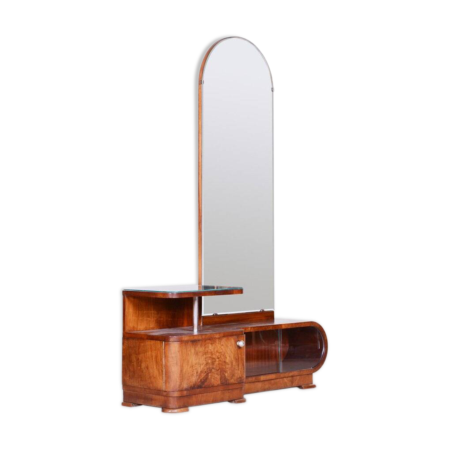 Miroir de toilette Art Déco en noyer, tchèque, années 1920