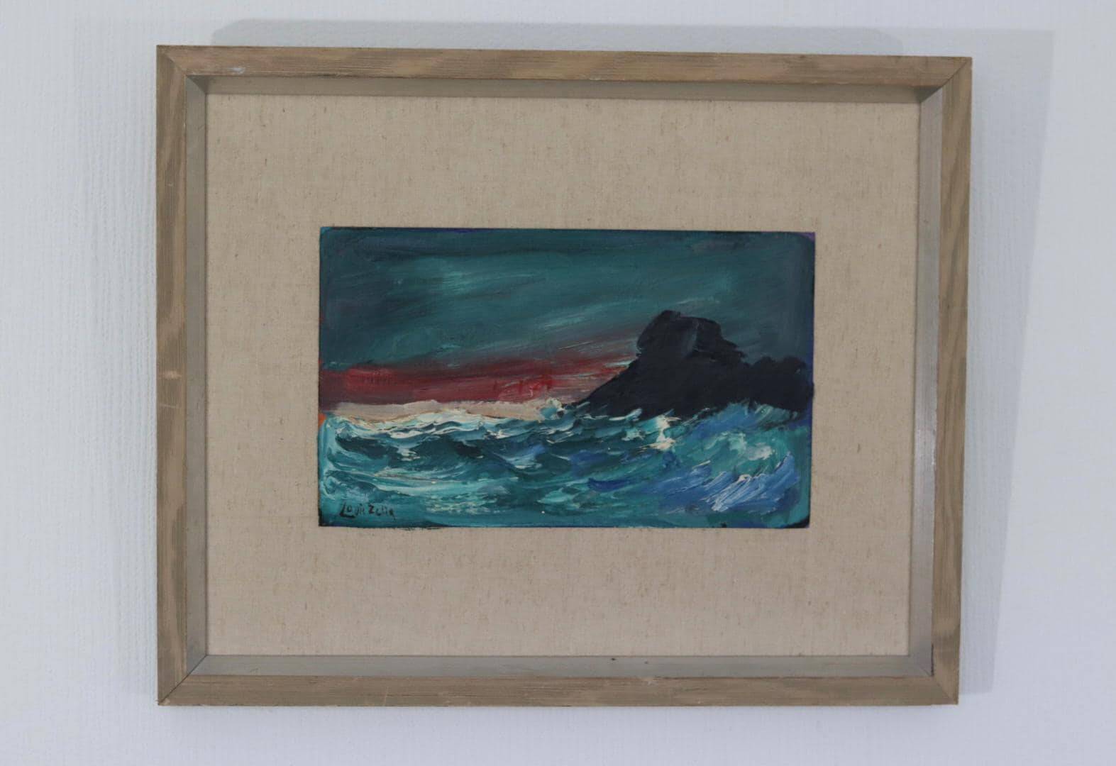 Original Mid Century Swedish Oil on Panel – “Waves” by Louis Zelig – Signed