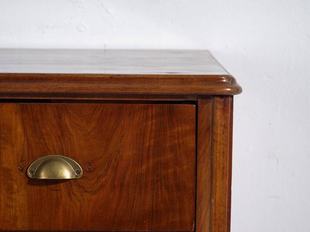Antique pine chest of drawers with four drawers and brass handles – Central Europe, circa 1900