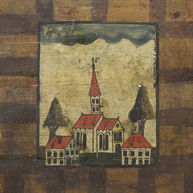 Wedding trunk painted in folk art style